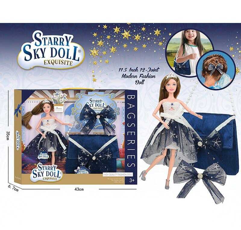 Лялька SK 032 (24/2) висота 30 см, шарнірні суглоби, аксесуари, знімне взуття, сумочка, прикраса для волосся, в коробці