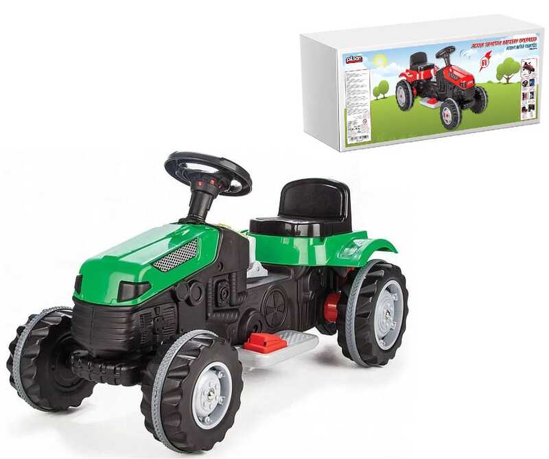 Трактор 05-116 (1) ЗЕЛЕНИЙ, "Pilsan", акумулятор 6V, сидіння, що регулюється, колеса з гумовими накладками, в коробці