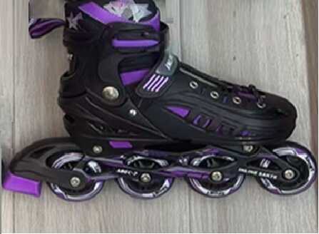 Ролики 2130-220 M /розмір 34-38/ колір – Фіолетовий (6) колеса PU, ПЕРЕДНЄ КОЛЕСО СВІТЛО, d – 6.5 см, в сумці