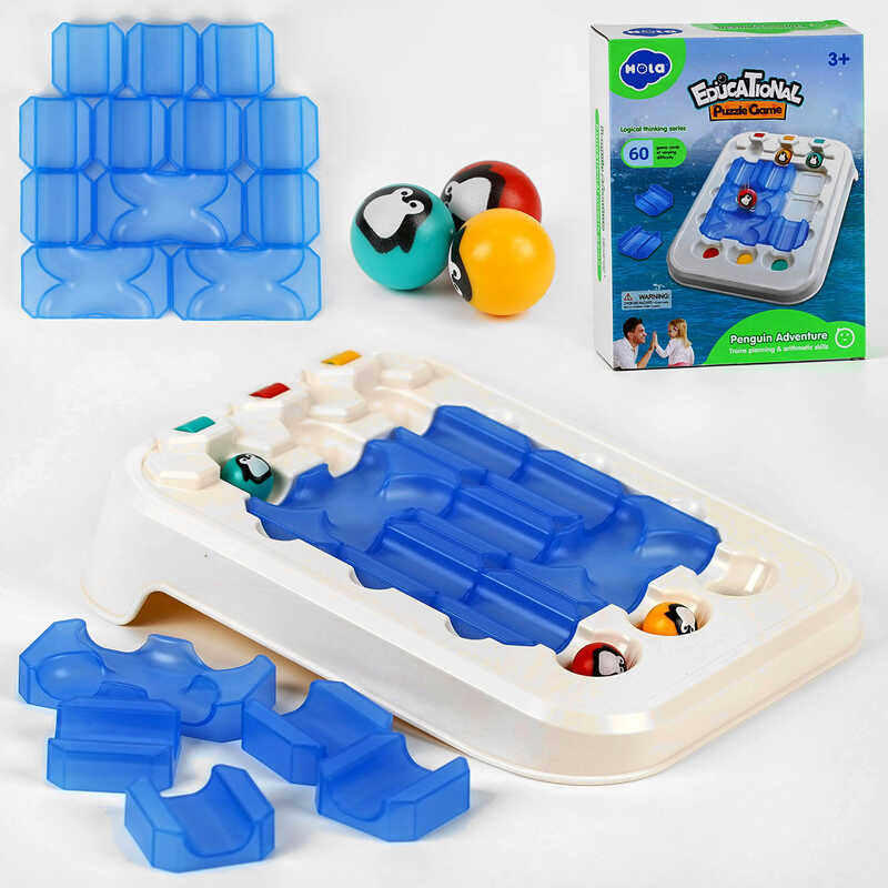 Логічна гра E 7978 (24) "Hola", Антарктичний лабіринт, платформа, 3 шарики з пінгвінами, 12 елементів лабіринту, в коробці