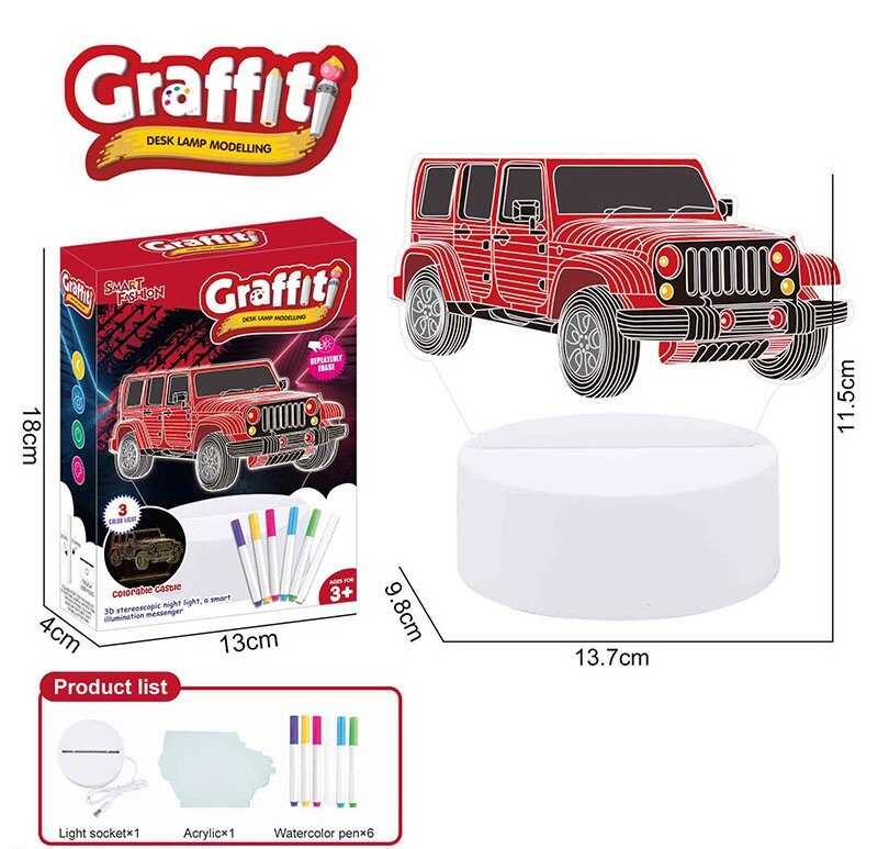 Нічник 26009 (120) працює від мережі, підсвічування, 3 кольори світла, фломастери, USB кабель, в коробці