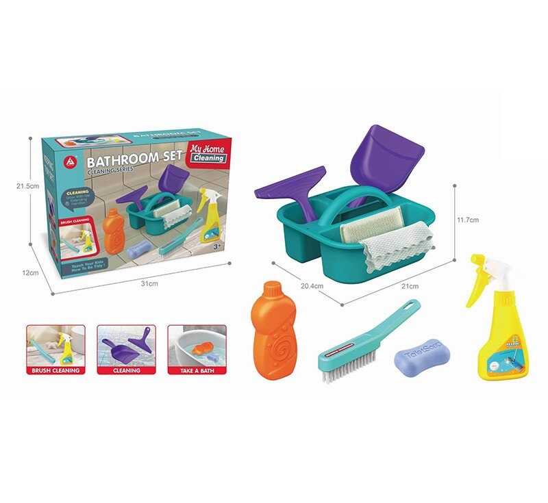 Набір для прибирання HJ 617 (36/2) лопатка, шкребок, щітка, губка, розпилювач, пляшечка для мийного засобу та мило, в коробці