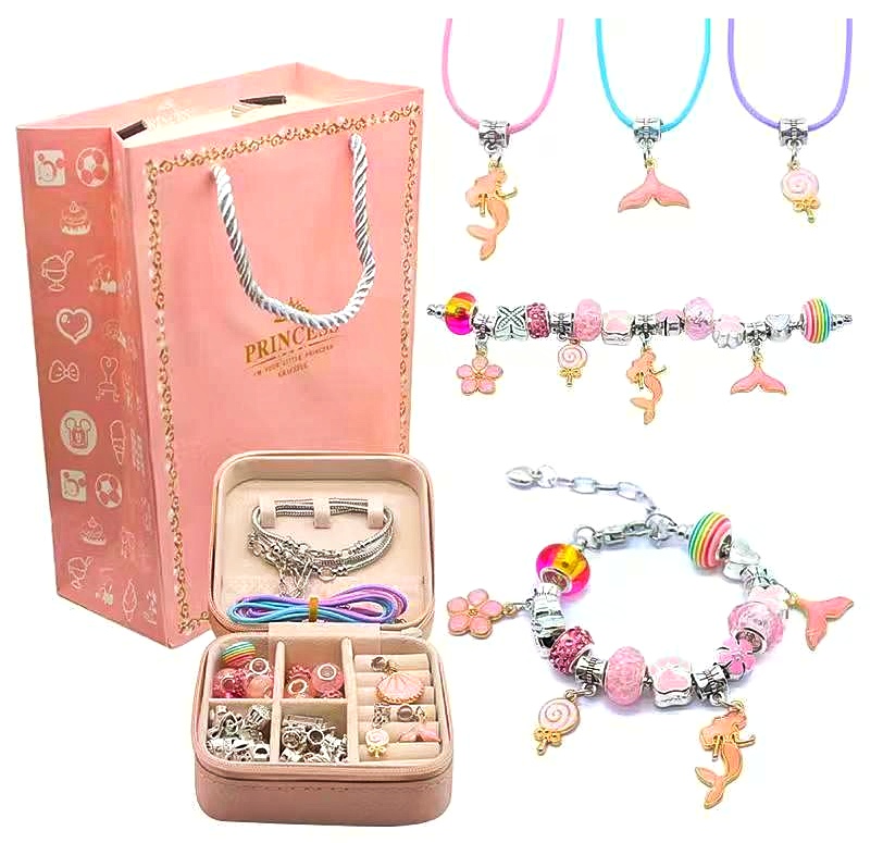 Прикраси для дівчат «Пандора» 669935, картон. сумка, шкатулка, 3 основи браслетів, 3 основи ланцюжків, шарми