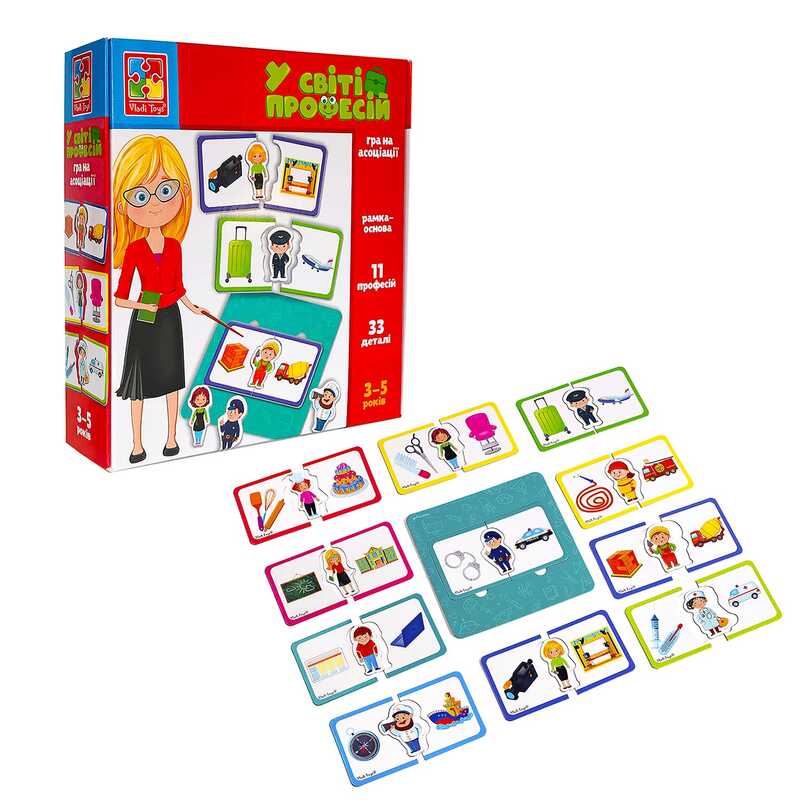 гр Гра розвиваюча "У світі професій" VT1804-44 укр (28) "Vladi Toys", 6 ігрових карток, в коробці