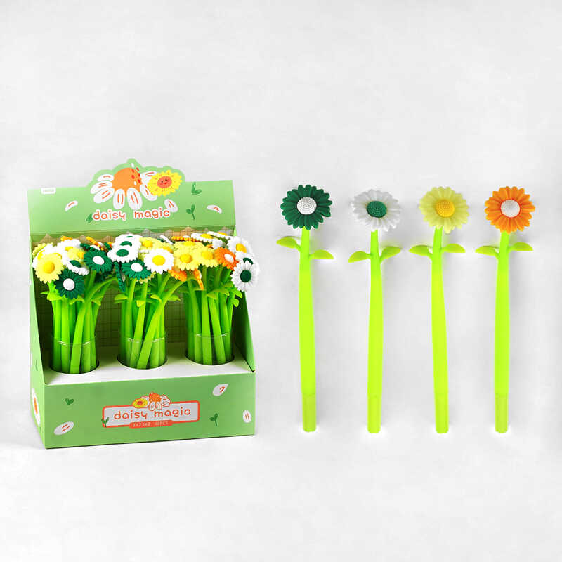 Ручка C 60784 (30/3) ЦІНА ЗА 48 ШТУК В БЛОЦІ, "Квітка", гелева, синя паста