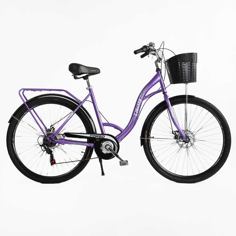 Велосипед міський Corso «Liberty» 28’’ дюймів LR-28112 (1) + КОШИK, сталева рама 20``, Shimano 7 швидкостей, корзина, багажник