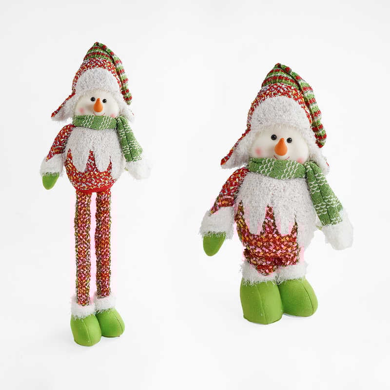 Новорічна декоративна іграшка C 67839 (24) “Сніговик”, на телескопічних ногах, мін. висота - 44 см, макс. висота - 79 см, у пакеті