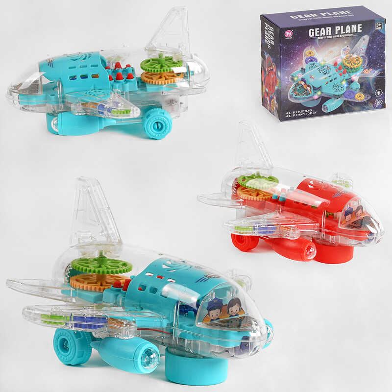 Літак HJ 628 (72/2) 2 кольори, 3D підсвічування, звуки, мелодія, колеса вільного ходу, в коробці