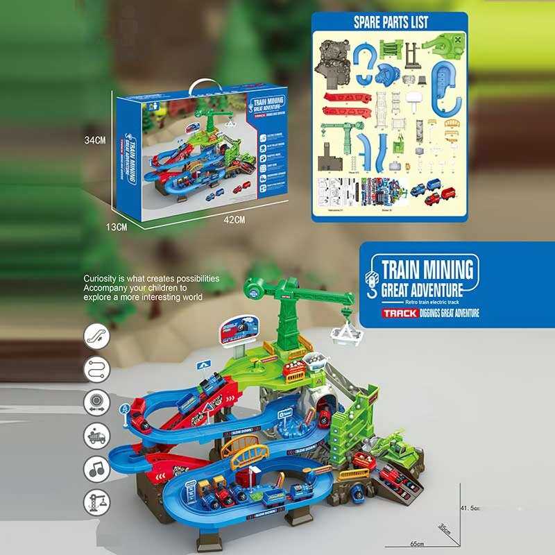 Трек ZX 002 A (12)  автоматичний підіймач, 2 режими роботи, механічний кран-підіймач обертається по колу, мелодія, машина-маніпулятор, машинки, тріскачка, в коробці