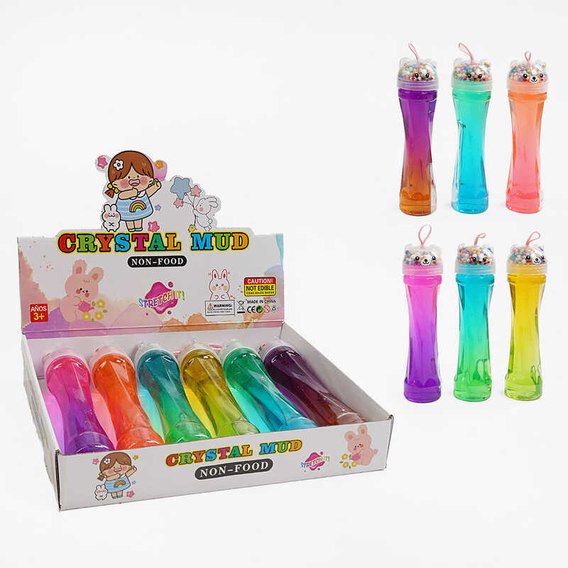 Лизун C 68873 (12) ЦІНА ЗА 6 ШТУК В БЛОЦІ, глітер, пінопластові кульки, в коробці