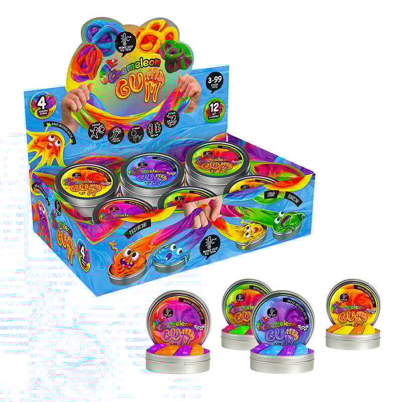 гр Жуйка для рук "Chameleon Gum" ChGUM-01-01U,02U,03U,04U УКР. (12) "Danko toys", ЦІНА ЗА 1 ШТУКУ