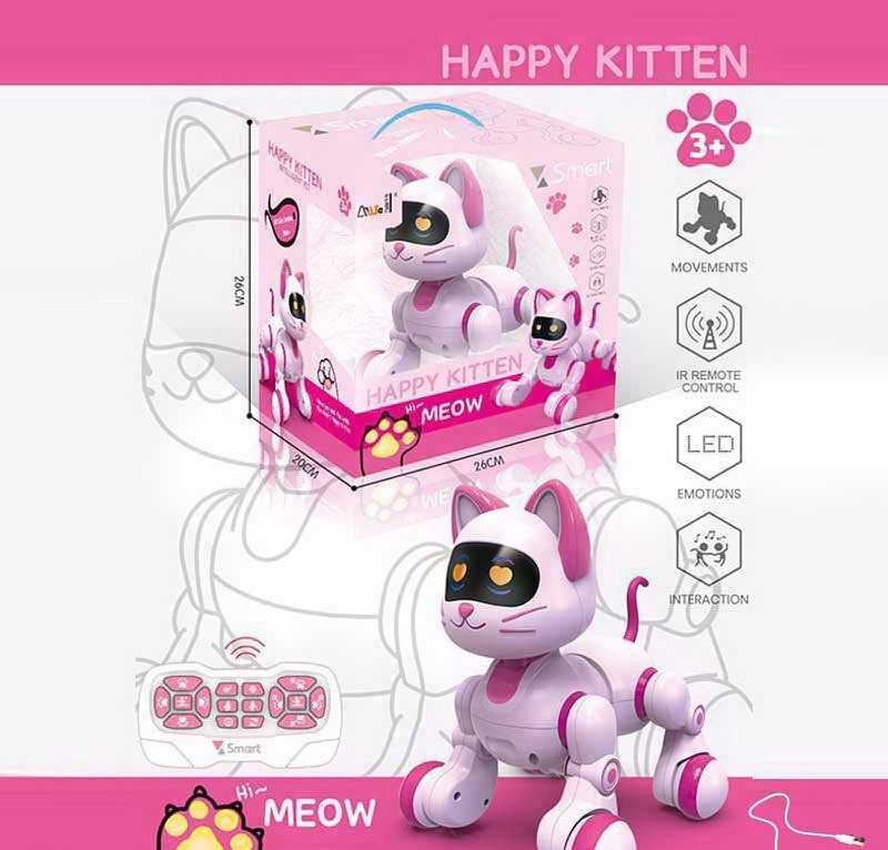 Котик на радіокеруванні 6602 (12) акум. 3,7 V, пульт керування, трюки, підсвічування, звуки, рухливі елементи, LED очі, сенсор. датчик, в коробці