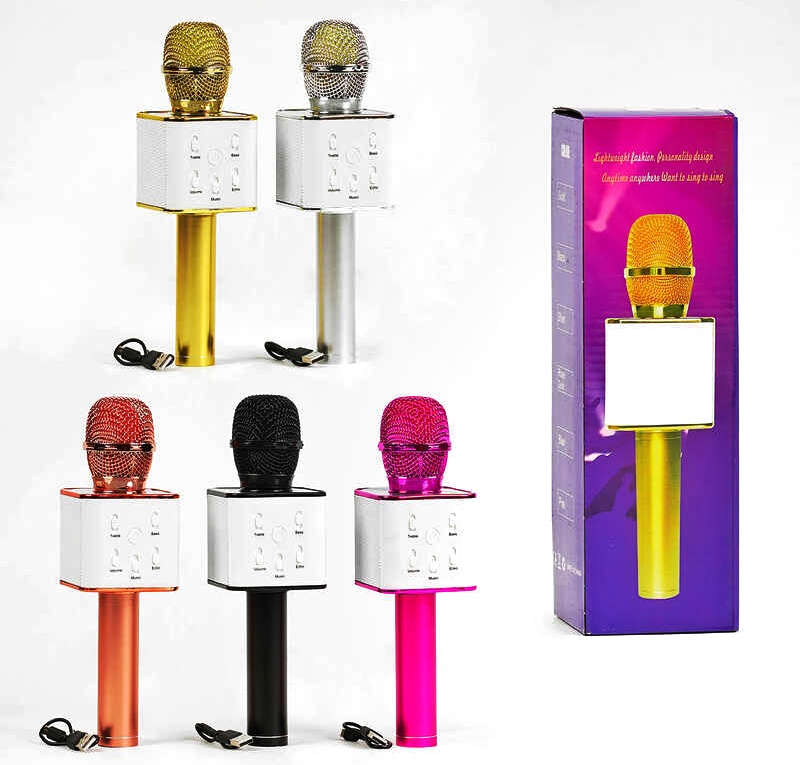 Мікрофон С 60088 , 5 видів, караоке, bluetooth, USB, колонка, в коробці, ВИДАЄТЬСЯ ТІЛЬКИ МІКС ВИДІВ