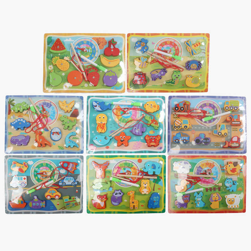 Вкладиші C 74615 (60) дерев'яні, годинник, магнітна риболовля, маркер, у плівці, ВИДАЄТЬСЯ МІКС ВИДІВ