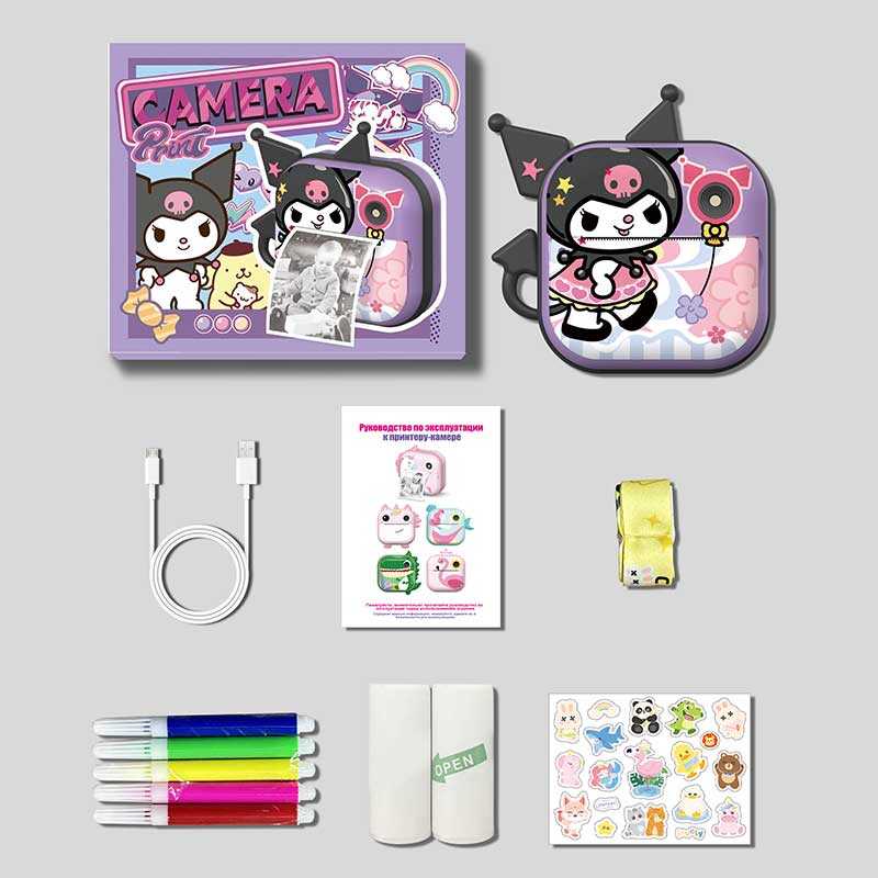 Фотоапарат-принтер M 5 KU (50) 2 кольори, фронтальна камера, дріт micro USB, роз’єм для SD карти, 2 рулони термопаперу, в коробці