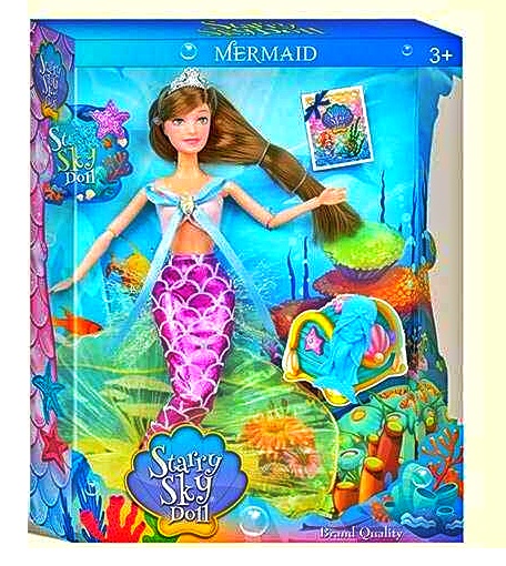 Лялька SK 050 A , “Русалка”, висота 30 см, знімне взуття, гребінець, заколка, аксесуар, в коробці