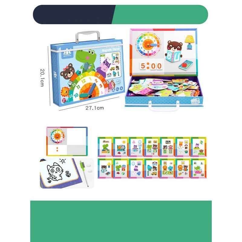 Дерев'яна магнітна дошка С 74458 (36) “Тварини”, 12 карток із завданнями, дошка пиши-стирай, в коробці