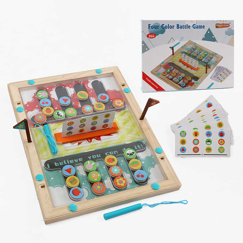 Дерев'яна магнітна гра C 73222 (48) логічна гра для двох, 12 двосторонніх карток із завданнями, 2 стилуси, в коробці