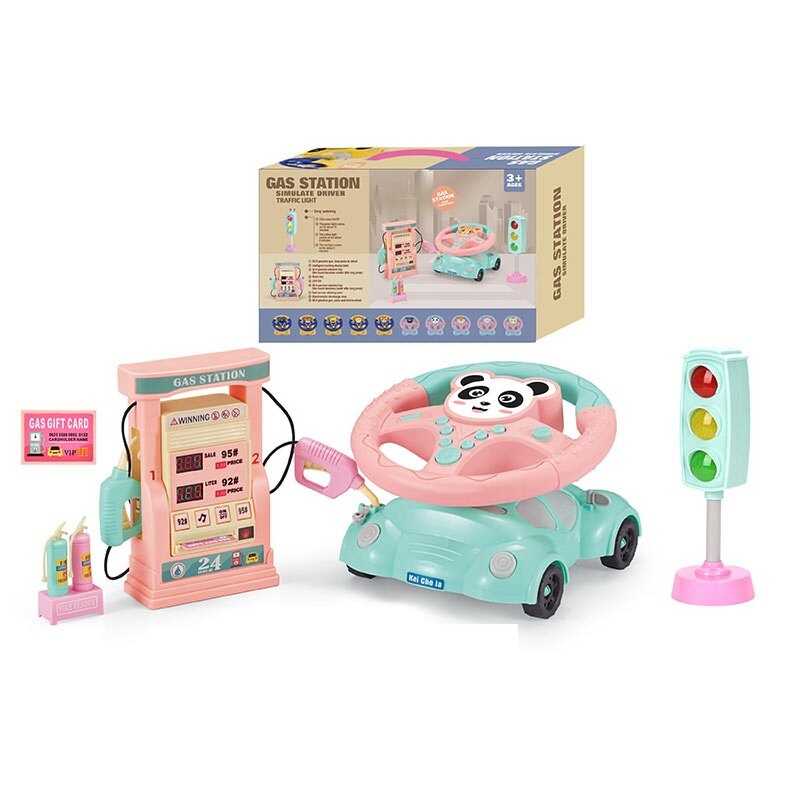 Кермо 2192 E-47 Штрих=91753 (24) ПАНДА, світлофор, заправна станція, підсвічування, звук, мелодії, машина-підставка, в коробці