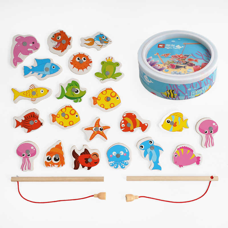 Дерев'яна риболовля C 60365 (42) 22 фігурки, написи китайською мовою, 2 вудки, у боксі