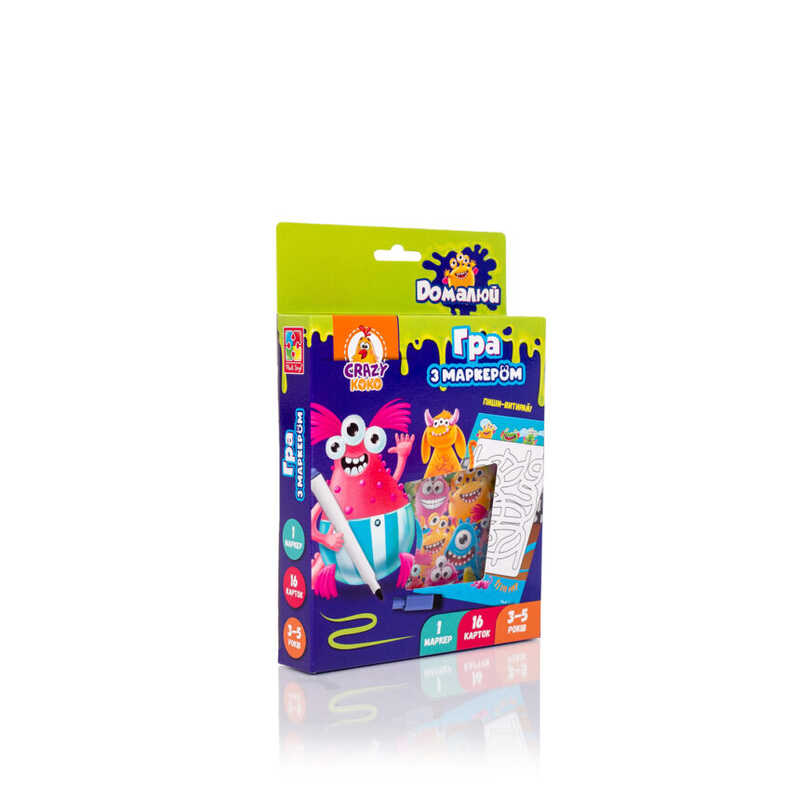 гр Пиши та витирай "Монстрики" укр. - VT5010-18 (24) "Vladi Toys", 16 карточок, маркер