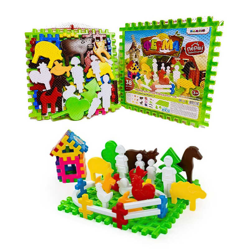 гр Набір "Ферма №4" 115/18 (8) "BAMSIC" 38 деталей, фігурки людей, фігурки тварин, в сітці