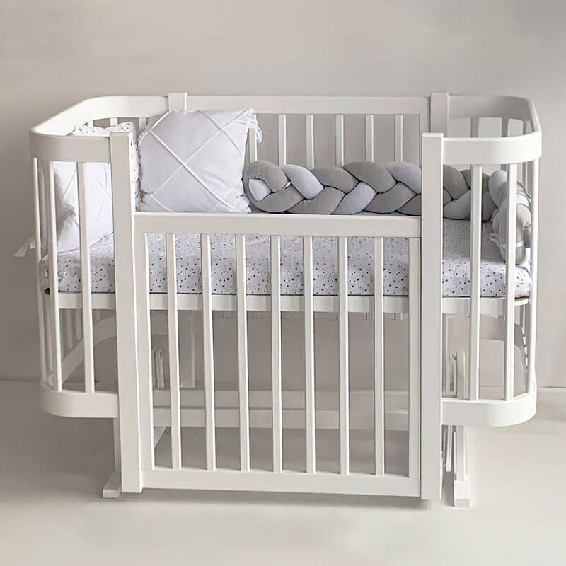 гр Ліжечко дитяче "МІЯ" (1) бук, шарнір-підшипник, опускна боковина (біле+біла стійка)