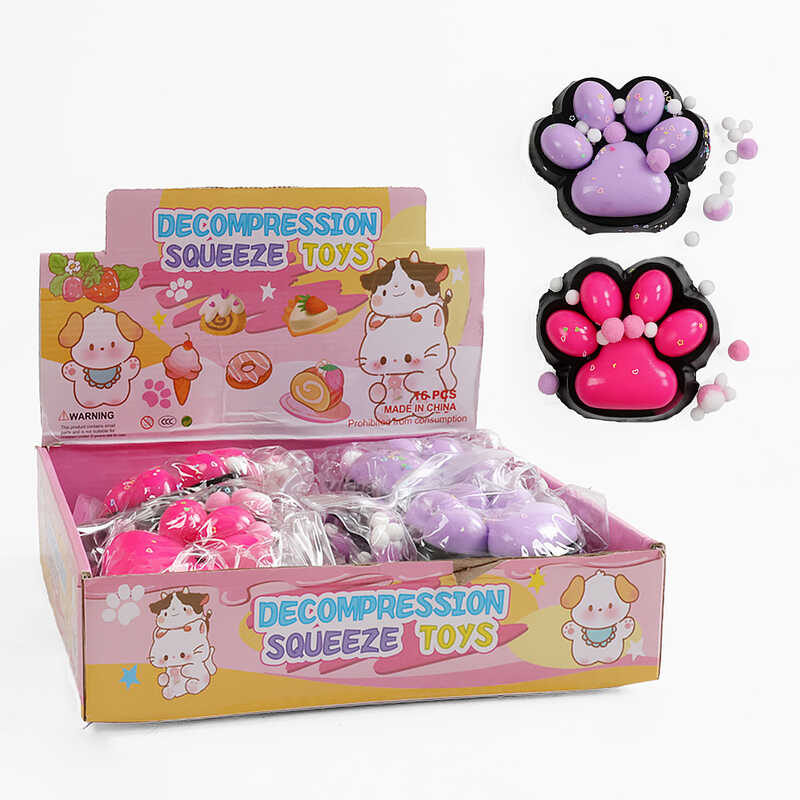 Гра антистрес C 71330 (18) ЦІНА ЗА 8 ШТУК В БЛОЦІ, "Велика лапка", м'які кульки, блискітки, розмір 13х11х4 см, в коробці