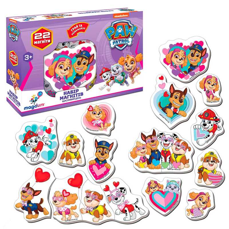 гр Набір магнітів ML 4034-04 "Щенячий патруль. Щасливий день" (60) "Magdum", 22 магніти, в коробці