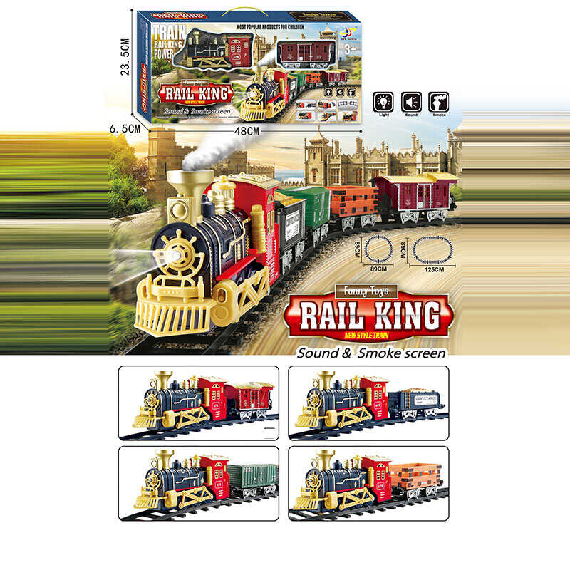 Залізниця 6678-16-19 (36) локомотив, вагон, звуки, підсвічування, парогенератор, муляжі оточення, в коробці