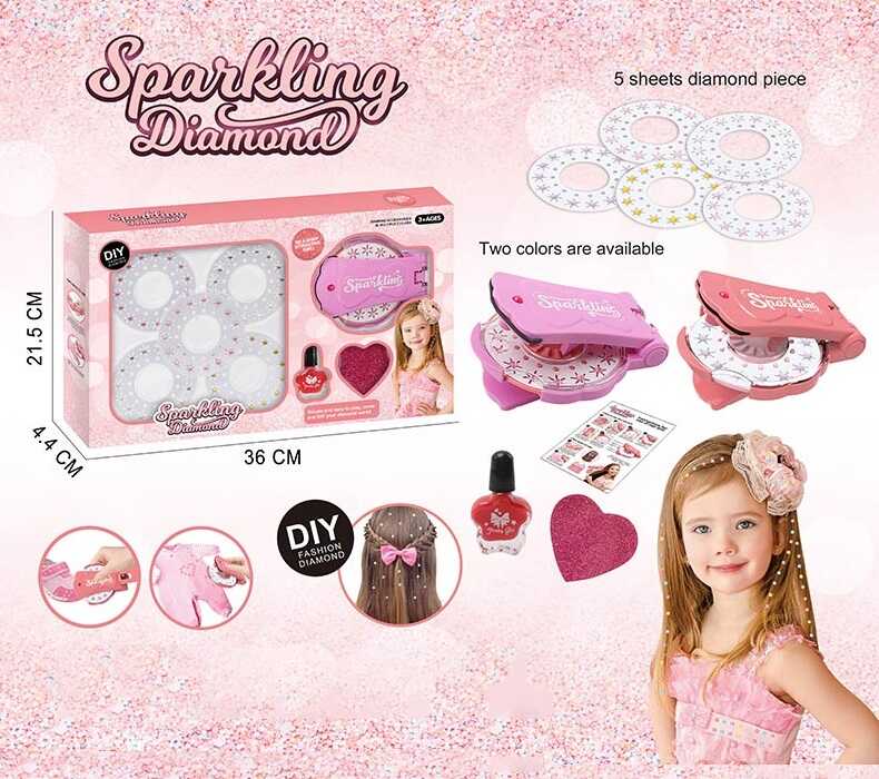 Прикраси для волосся 861-3 (72/2) машинка для приклеювання страз, 5 видів страз, лак для нігтів, баф, в коробці