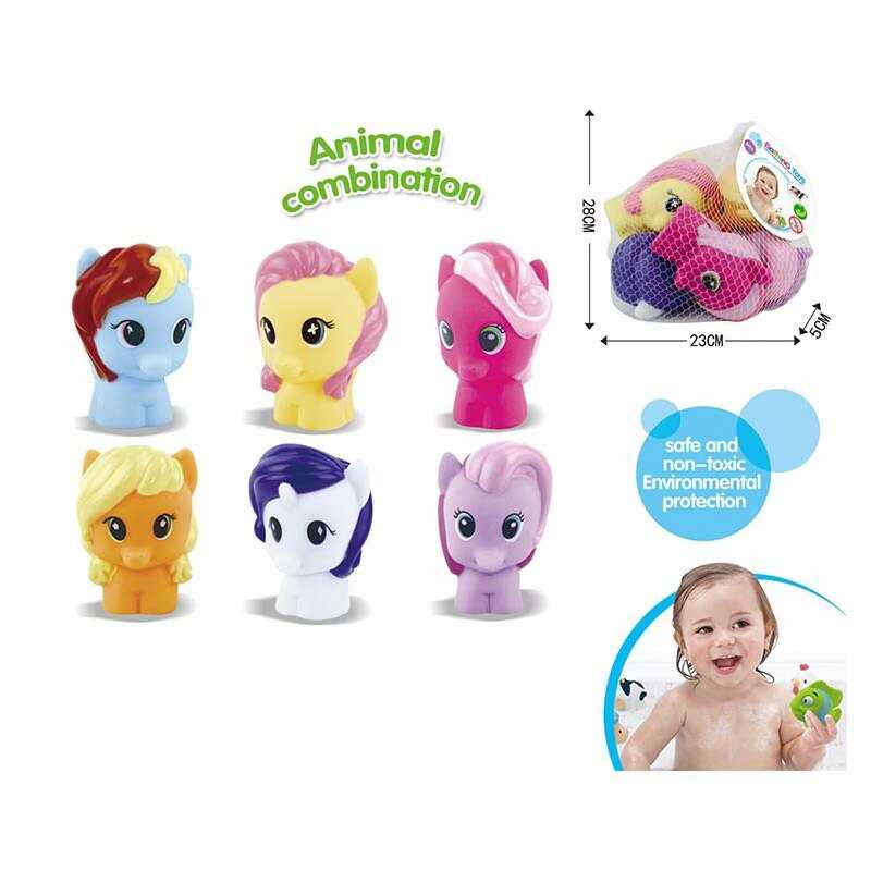 Гра для ванни SDH 10047 (240/2) поні, 6 іграшок, пискавка, у сітці