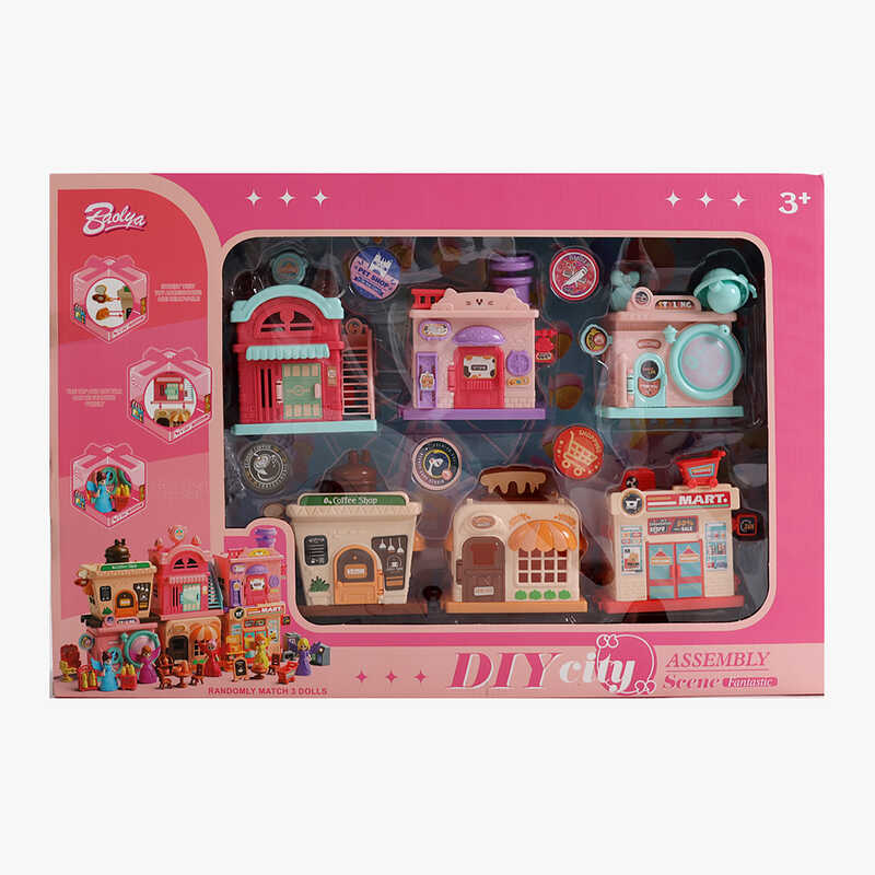 Набір будиночків 131-40 (18) 6 шт., з’єднуються між собою, аксесуари, рухомі елементи, фігурки, в коробці