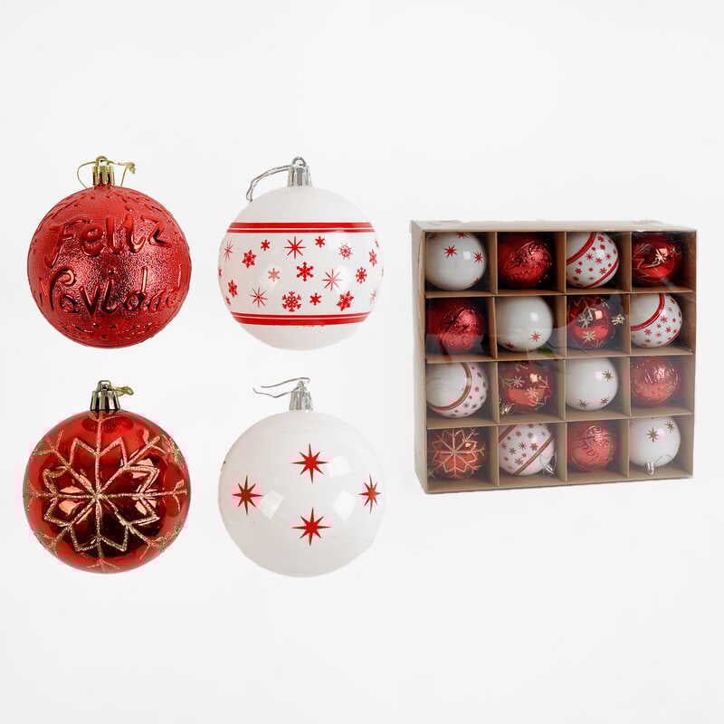 Новорічні прикраси C 67492 (12) 16 штук, кульки, D= 7 см, в коробці