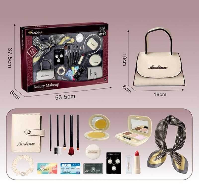 Набір аксесуарів 676-6 (24) сумочка, хустка, пензлики, гаманець, прикраси, імітація косметики, обруч, в коробці