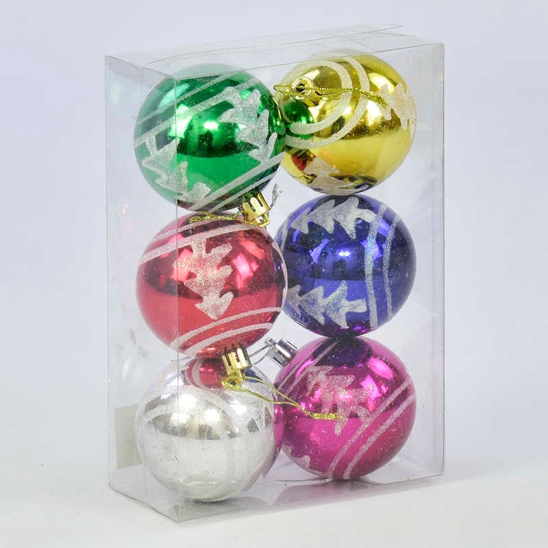 Ялинкова іграшка С 30699 Кульки (80) 6 шт в наборі / d=7 см