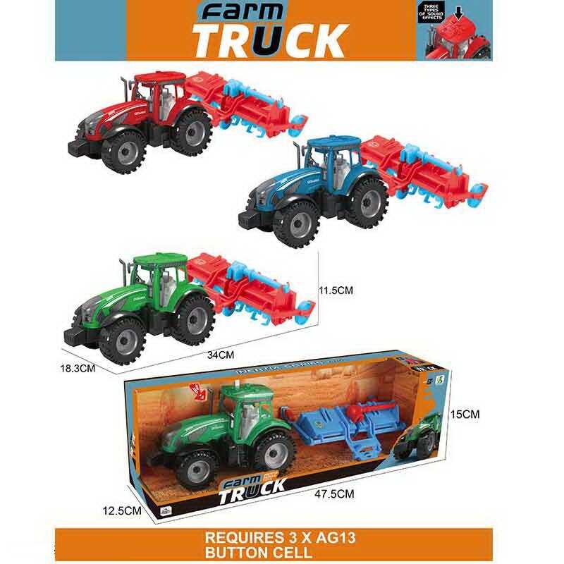 Трактор 0488-311 C (36/2) 3 види, звуки, інерційний механізм, навісне обладнання, в коробці ВИДАЄТЬСЯ МІКС ВИДІВ