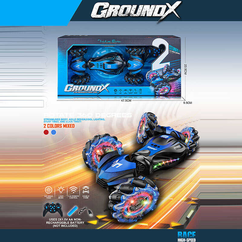 Машина на радіокеруванні 585-89 A (24/2) звуки, підсвічування, роликові колеса, акум. 3.7V, пульт 2.4G, USB-кабель, режим демонстрації, сенсорні датчики, зміна висоти корпусу, в коробці