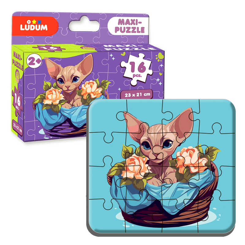 гр Максі-пазл "Котик 2" МЕ 5032-03 (12) "Ludum", 16 елементів, в коробці