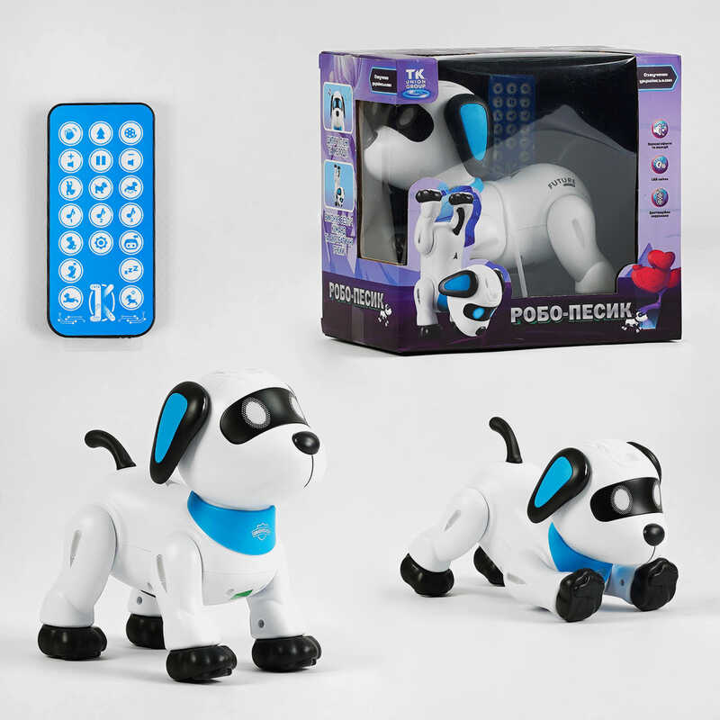 Собачка на радіокеруванні ТК-02490 (12) "TK Group", ОЗВУЧУВАННЯ УКРАЇНСЬКОЮ МОВОЮ, звуки, казки, пісні, мелодії, світло, трюки, в коробці