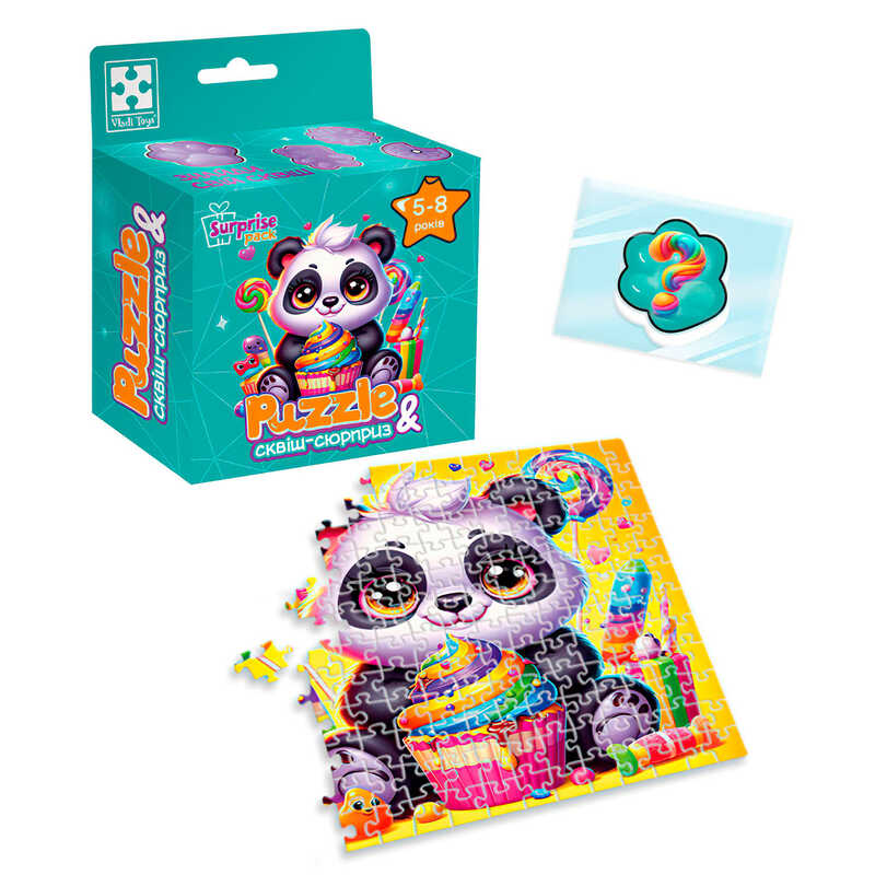 гр Гра розвиваюча пазли із сюрпризом "Панда" VT8030-08 (20) "Vladi Toys", 180 елементів, сквіш-сюрприз, в коробці