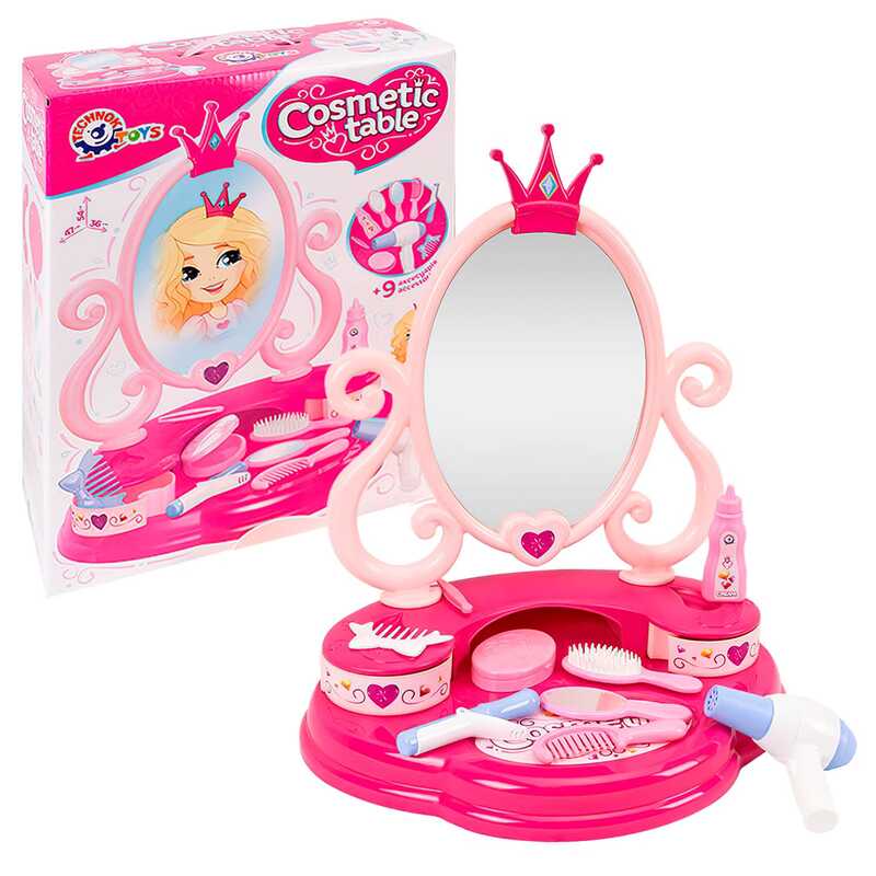 гр Косметичний столик 8676 (3) "Technok Toys", 9 аксесуарів, дзеркало, в коробці