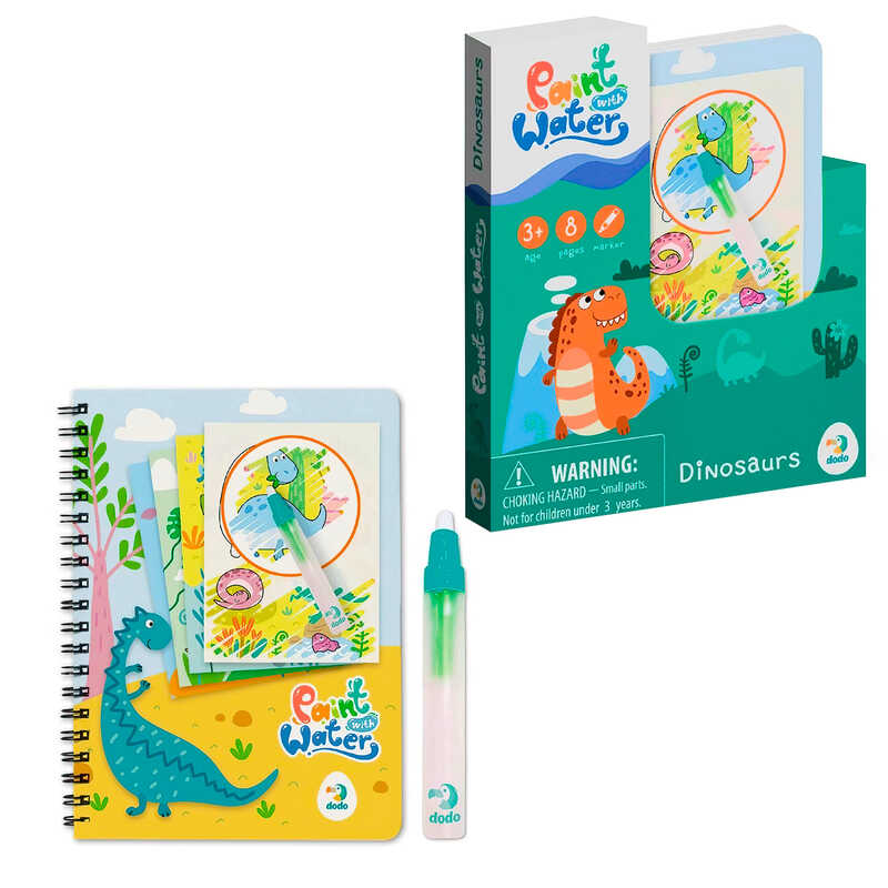 гр Малюй водою "Динозаври" 300310 (150) "DoDo", 8 сторінок, маркер, в коробці