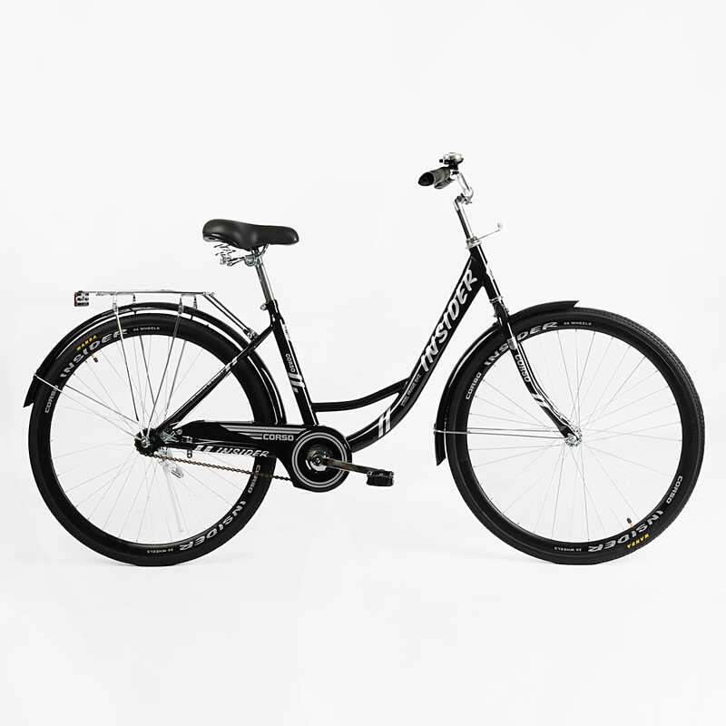 Велосипед міський Corso «Insider» 26`` SD-26832 (1) ЧОРНИЙ, одношвидкісний, сталева рама 16.5``, багажник