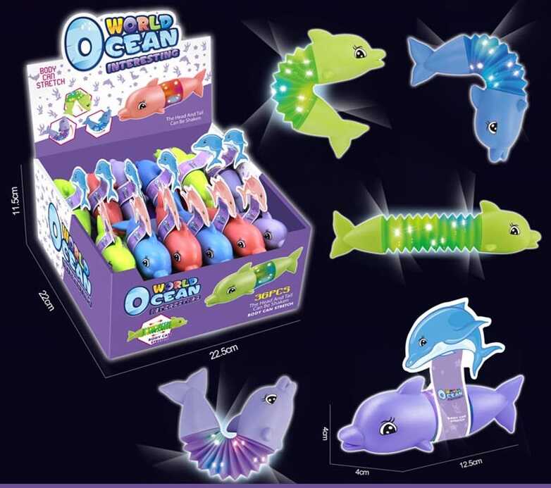 Гра антистрес SS 5028 (24/2) "Дельфін", гофра, підсвічування, ЦІНА ЗА 36 ШТУК В БЛОЦІ