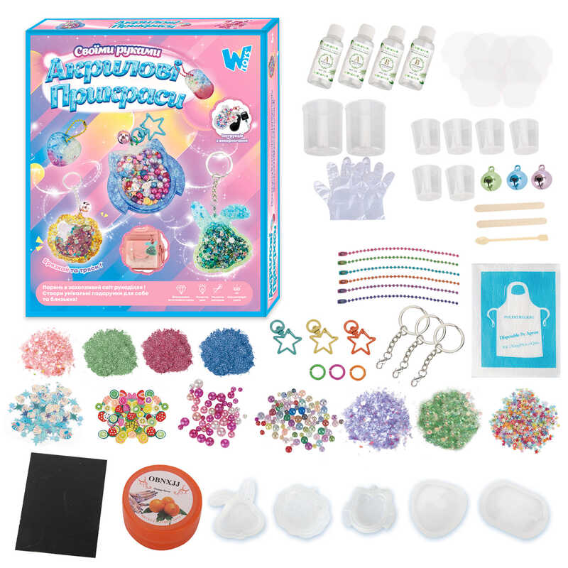 Акрилові прикраси 17947 /86608/55404 (48) "WToys", 3 види, епоксидний клей, активатор, силіконові молди, прикраси, ланцюжки, в коробці, ВИДАЄТЬСЯ ТІЛЬКИ МІКС ВИДІВ