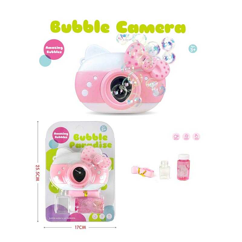 Камера з мильними бульбашками 3939-85 A (96/2) на батарейках, підсвічування, звукові ефекти, пляшечка з рідиною для бульбашок, ремінець з карабіном, на листі