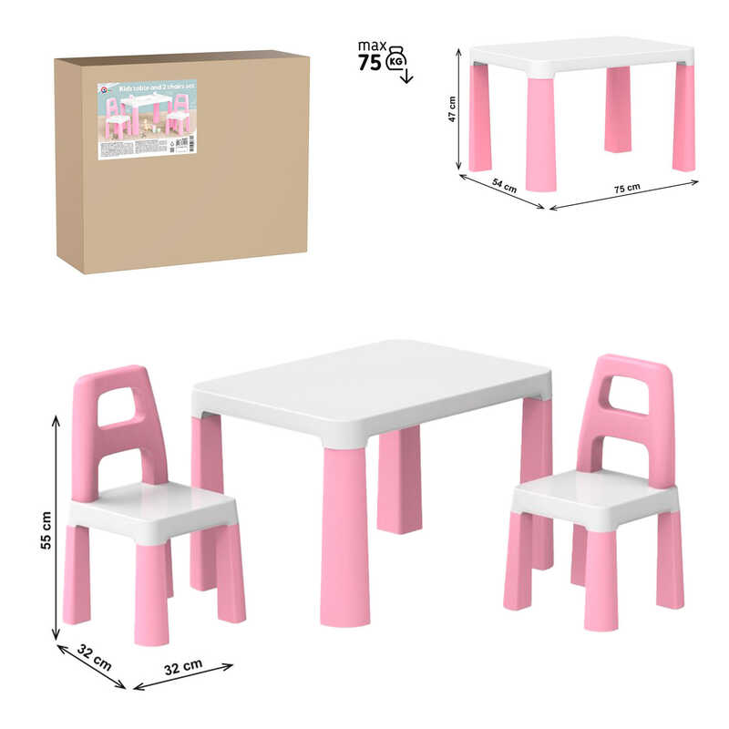 гр Дитячий стіл з двома стільцями 0457 (1) "Technok Toys", заокруглені кути, ніжки зі вставками, 2 стільця, в коробці