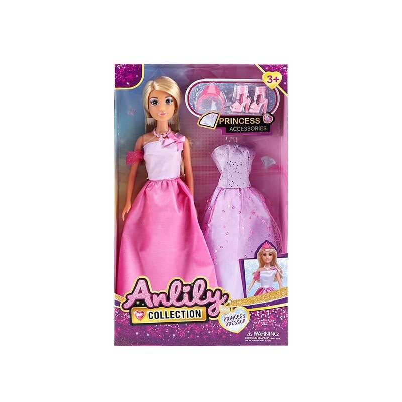 Лялька 616333 (36) висота: 30 см, голова та руки: гума, тіло та ноги: пластик, 2 сукні, взуття, діадема, кольє, в коробці