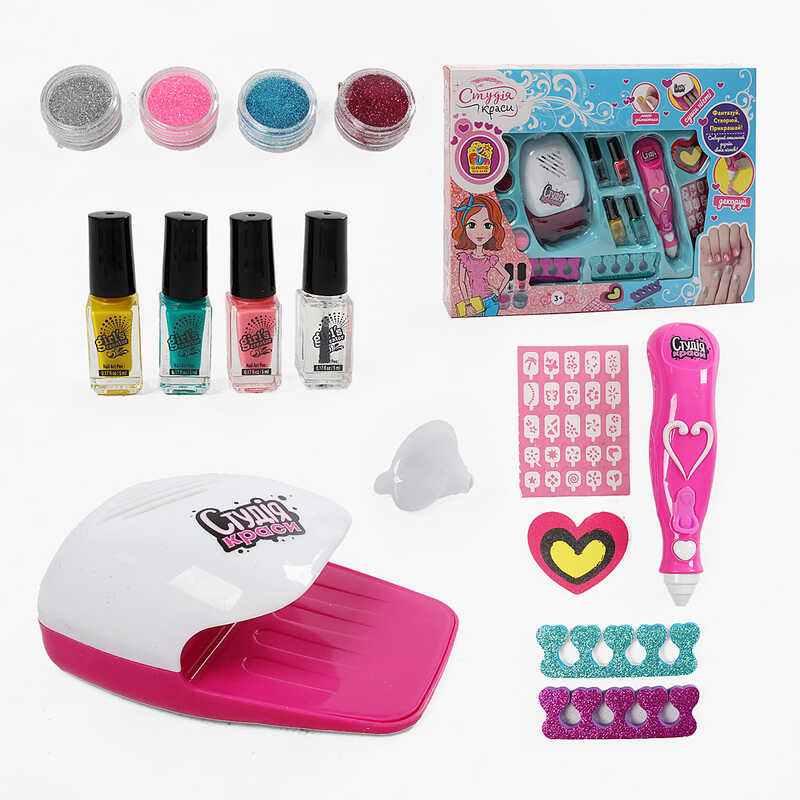 гр Набір для манікюру 22930 (12/2) "4FUN Game Club", сушка для нігтів на батарейках, розпилювач блискіток, в коробці
